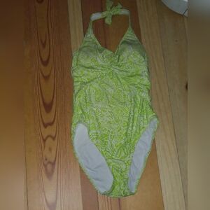 Ellen Tracy Lime Green Paisley Kids Bodysuit